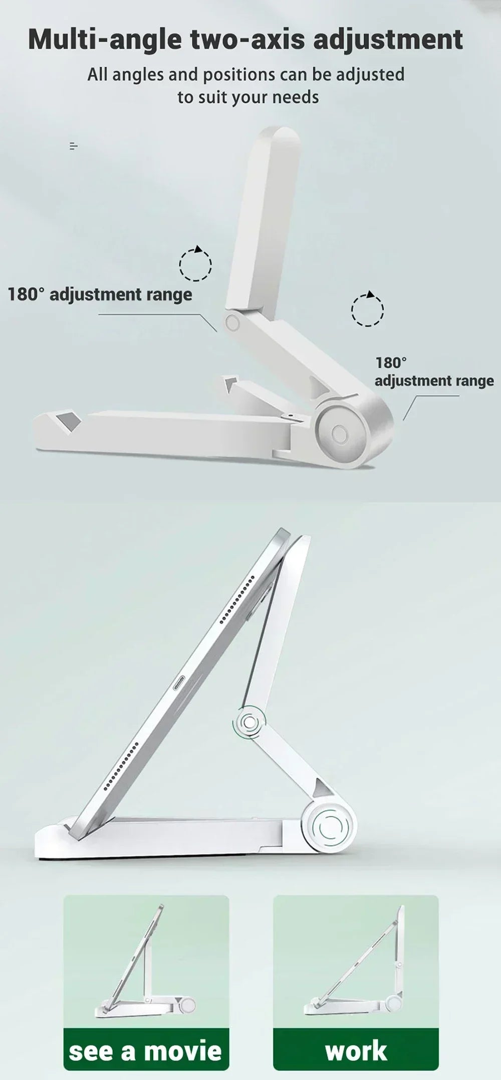 Foldable Tablet Stand Holder – Adjustable Angle, Universal for iPad & Phones