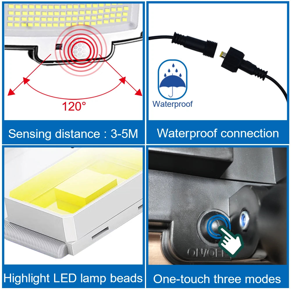 366LED Solar Security Light – Outdoor Motion Sensor, IP65 Waterproof