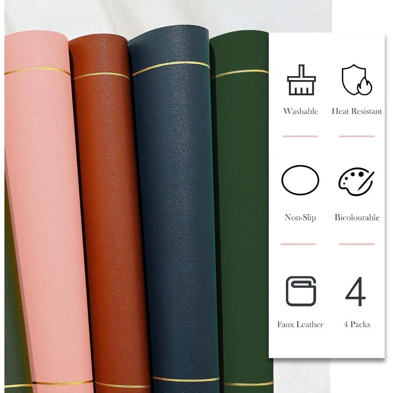 Washable Leather Placemats – Heat-Resistant, Waterproof, Non-Slip