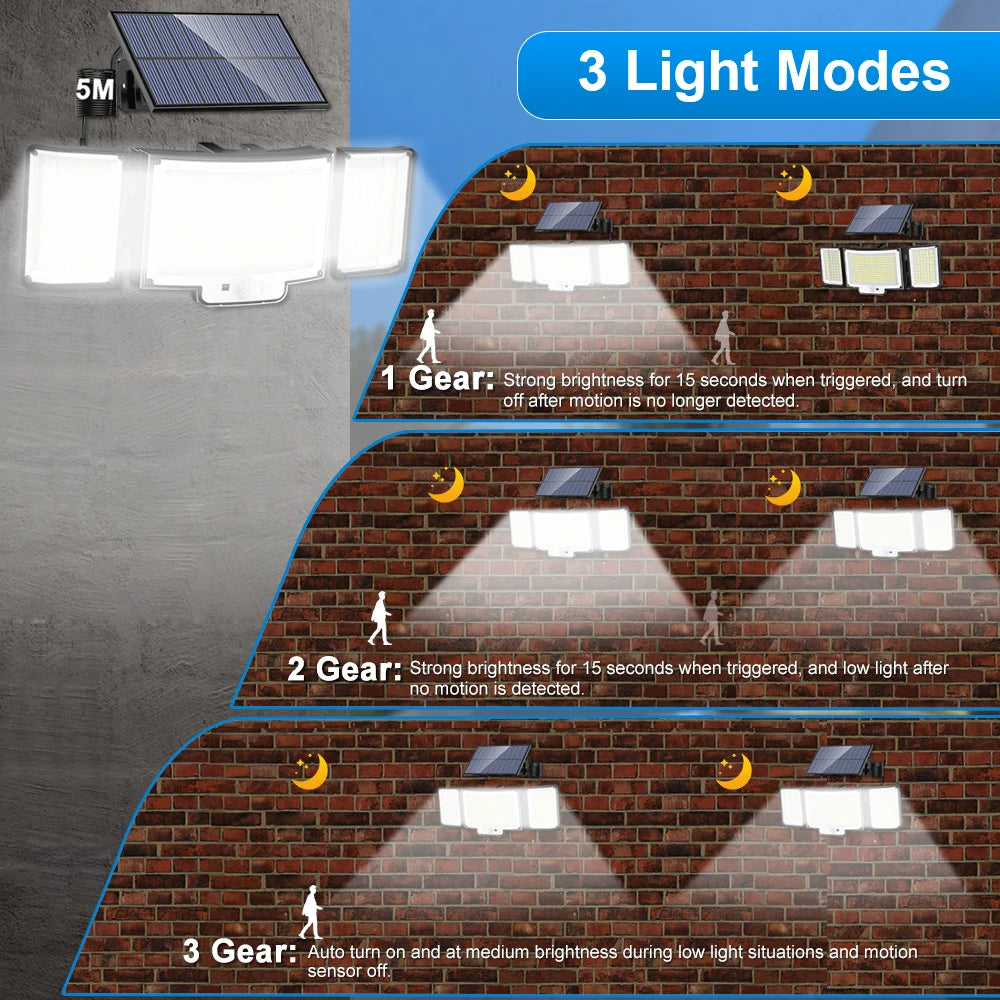 366LED Solar Security Light – Outdoor Motion Sensor, IP65 Waterproof