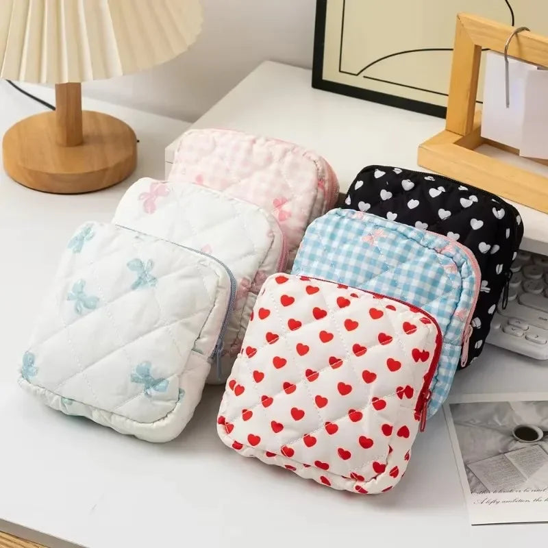 Heart Print Sanitary Napkin Pouch