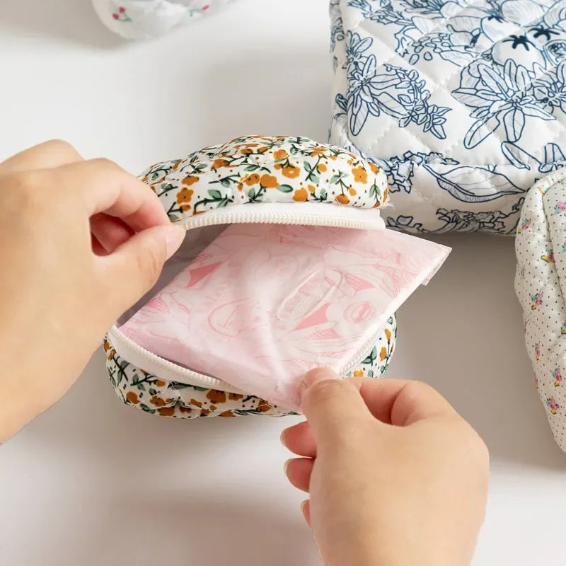 Heart Print Sanitary Napkin Pouch
