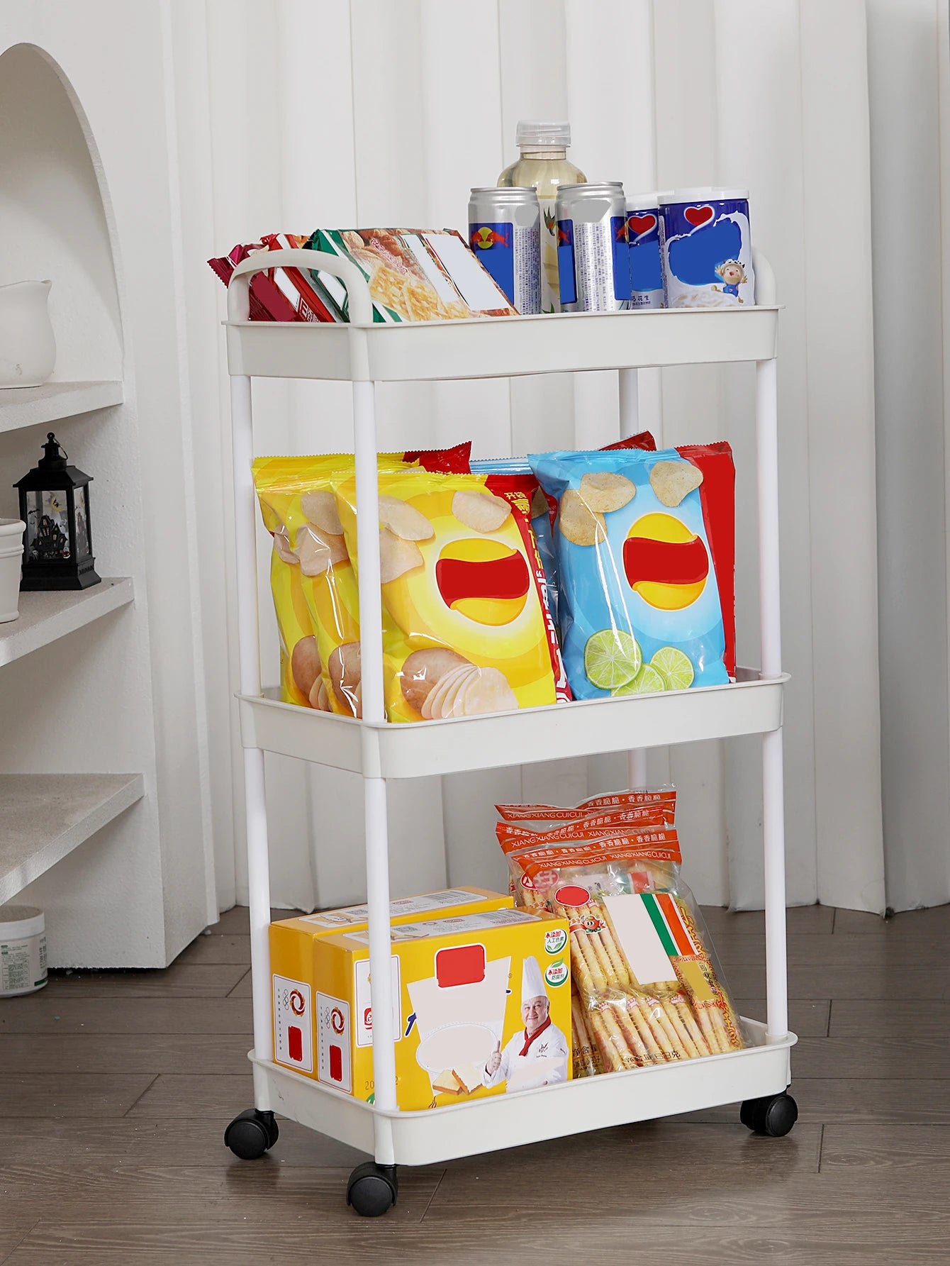 Plastic Rolling Utility Cart – Movable Storage Trolley with Wheels