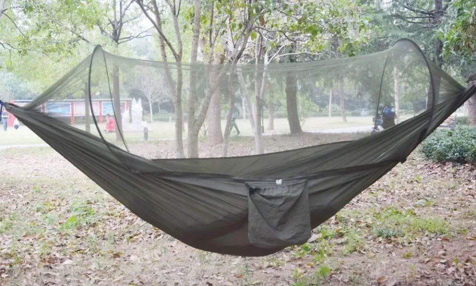 Outdoor Camping Hammock with Mosquito Net – Lightweight Parachute Fabric
