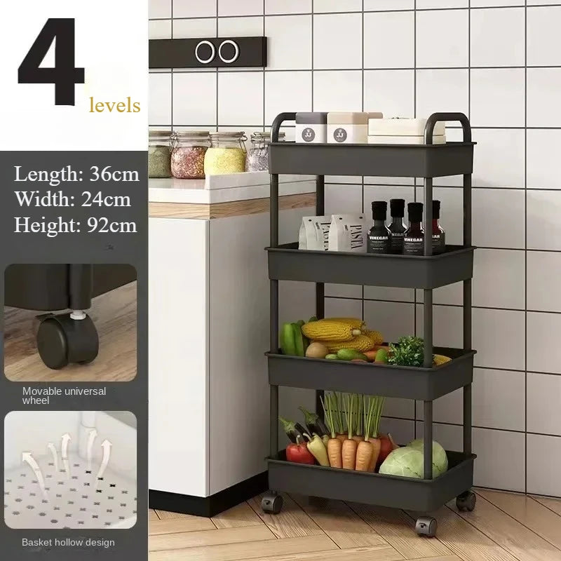 Multi-Layer Storage Cart – Movable Floor Rack with Wheels