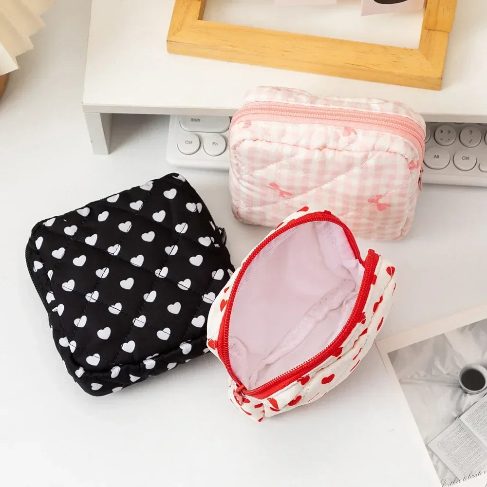 Heart Print Sanitary Napkin Pouch
