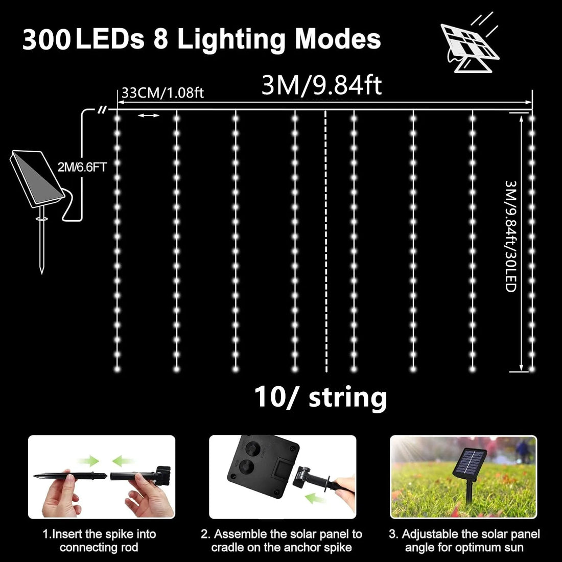 Solar Curtain String Lights