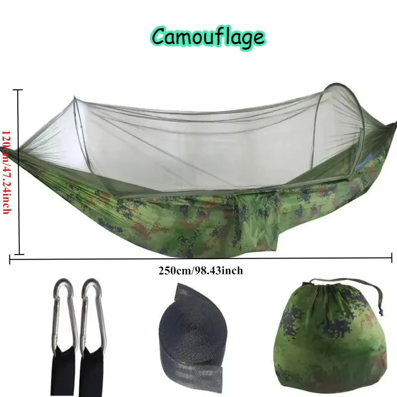 Outdoor Camping Hammock with Mosquito Net – Lightweight Parachute Fabric