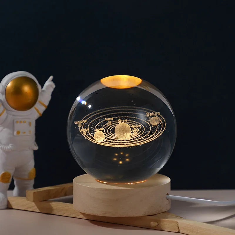 USB LED Galaxy Crystal Ball Night Light – 3D Planet Moon Lamp