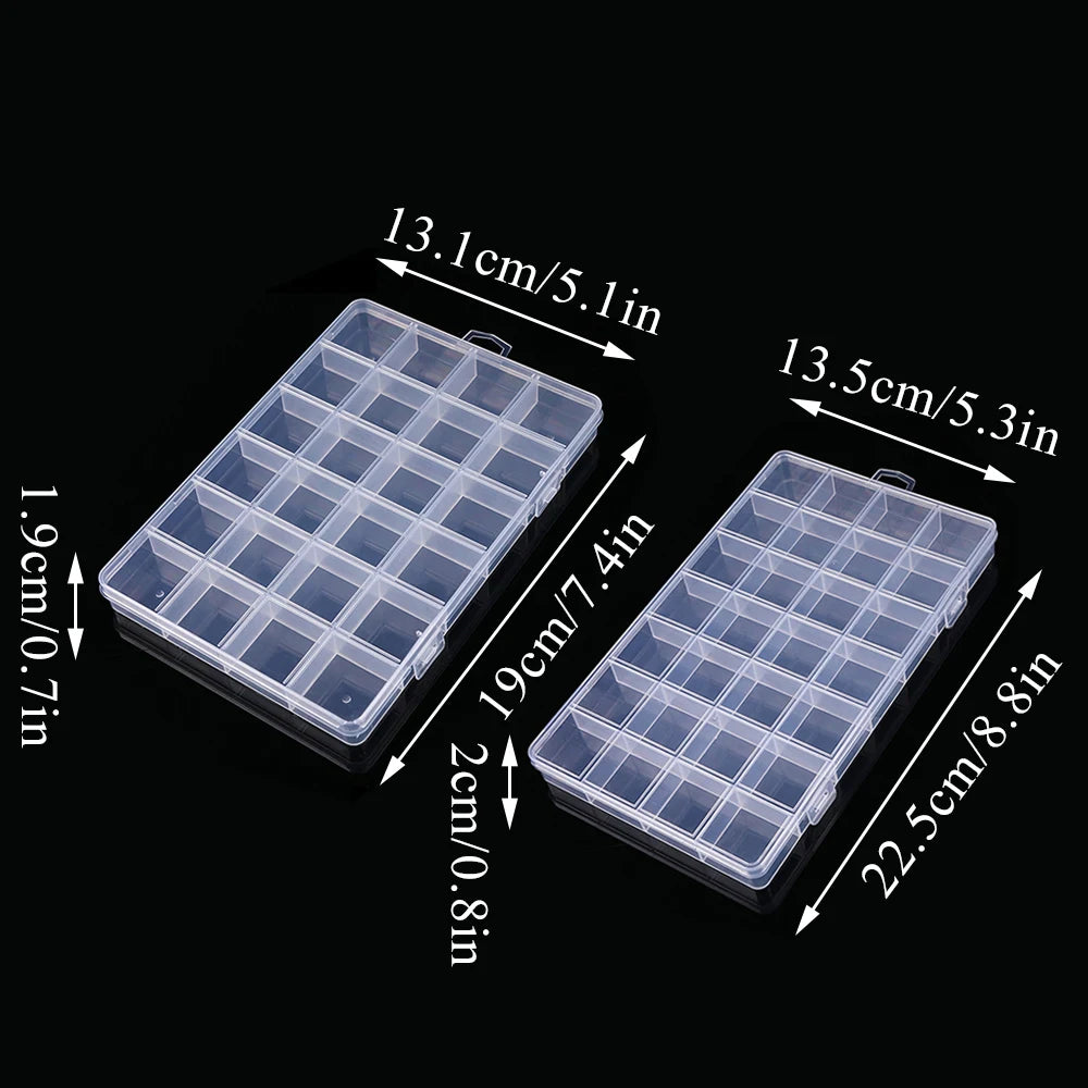 Clear Plastic Organizer Box – 24/28 Grid Jewelry & Craft Storage
