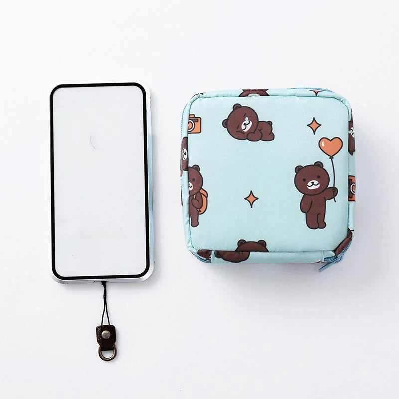 Heart Print Sanitary Napkin Pouch