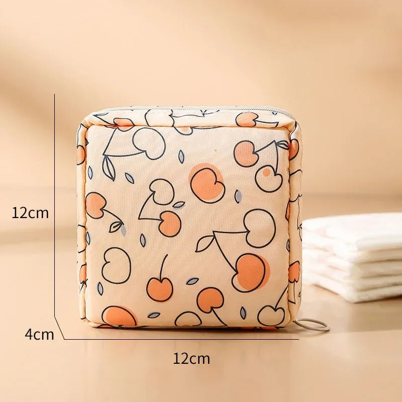 Heart Print Sanitary Napkin Pouch