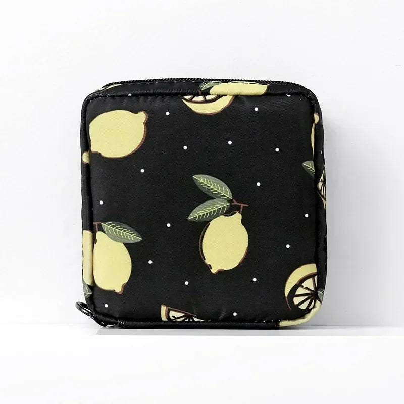 Heart Print Sanitary Napkin Pouch
