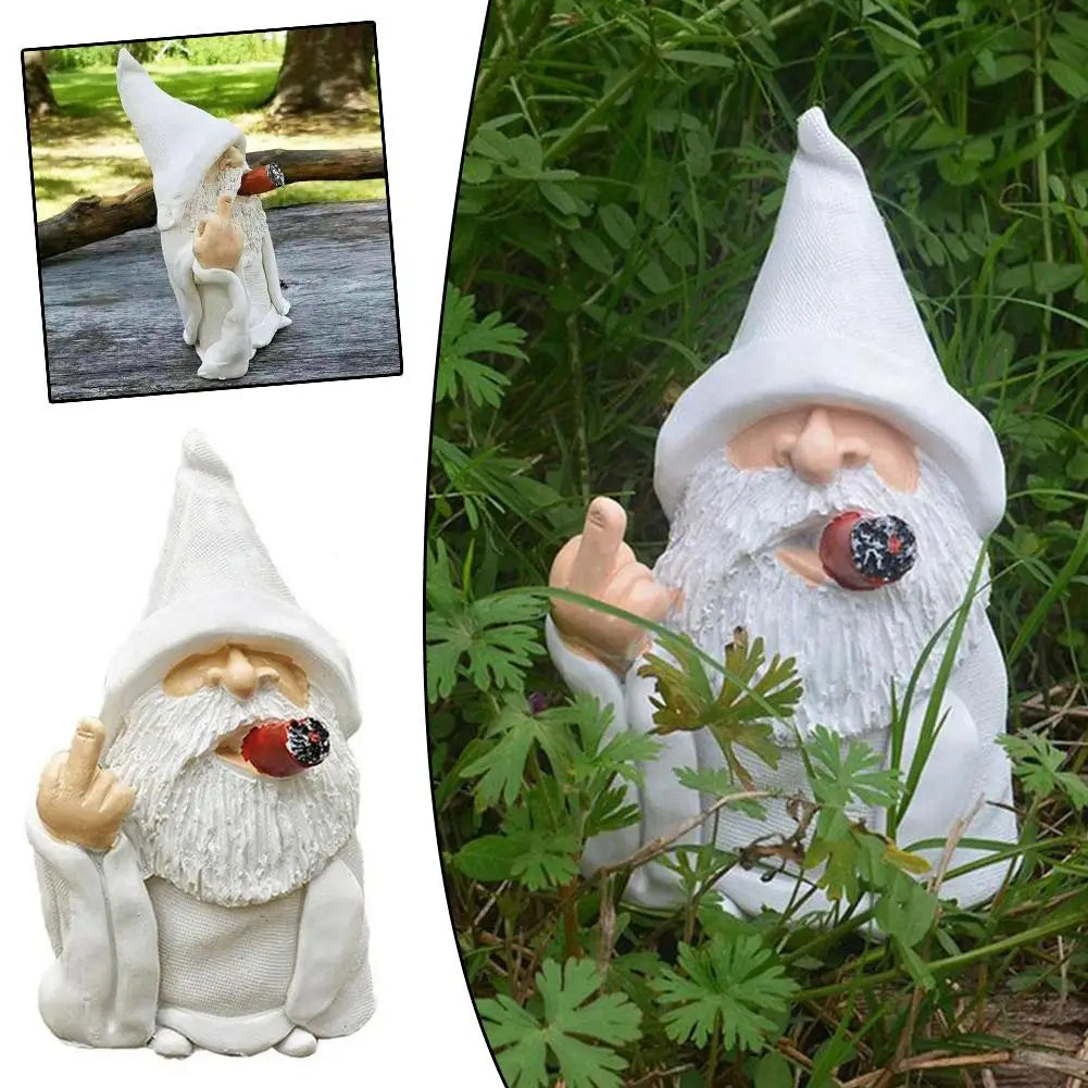 Smoking White Beard Resin Gnome