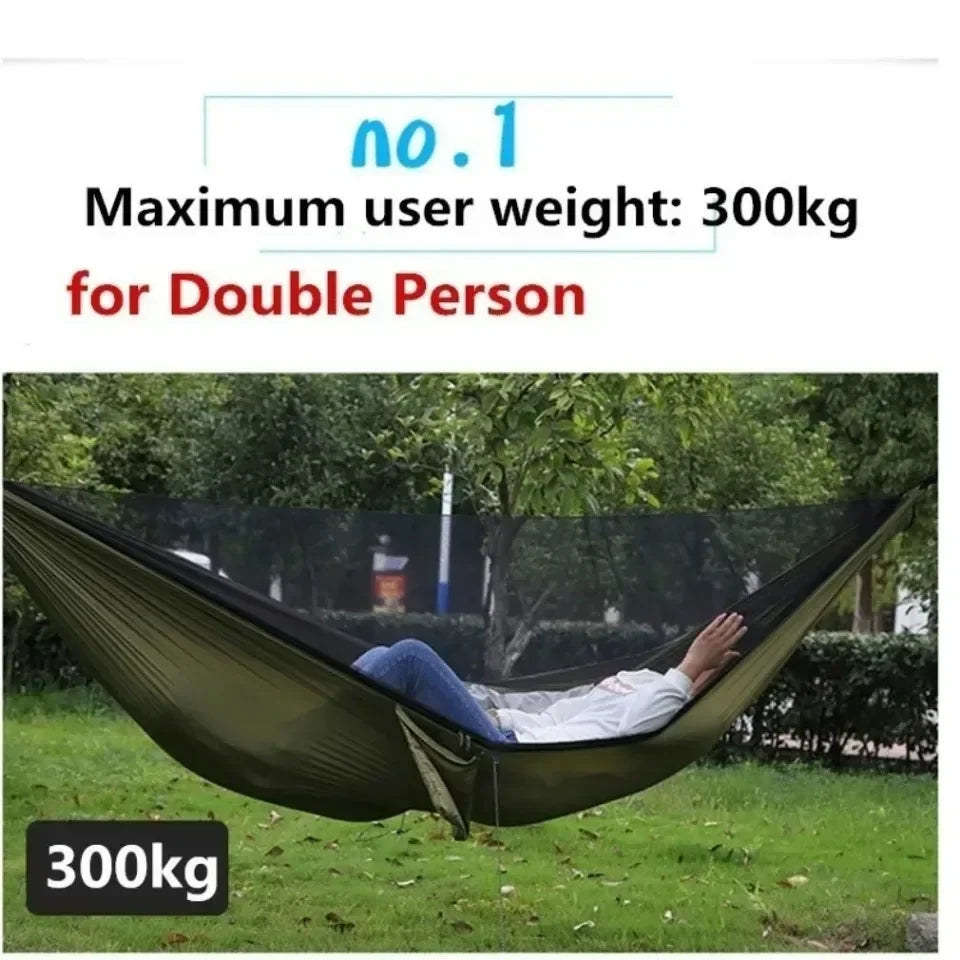Outdoor Camping Hammock with Mosquito Net – Lightweight Parachute Fabric