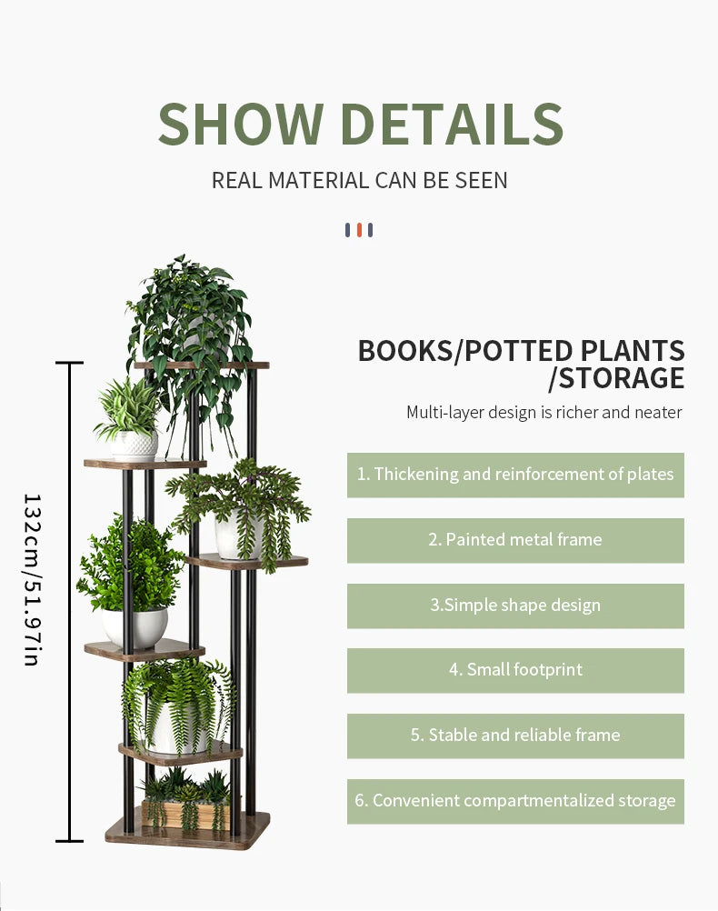 Wooden Plant Stand – 5/6/8 Layer Flower Pot Display Shelf