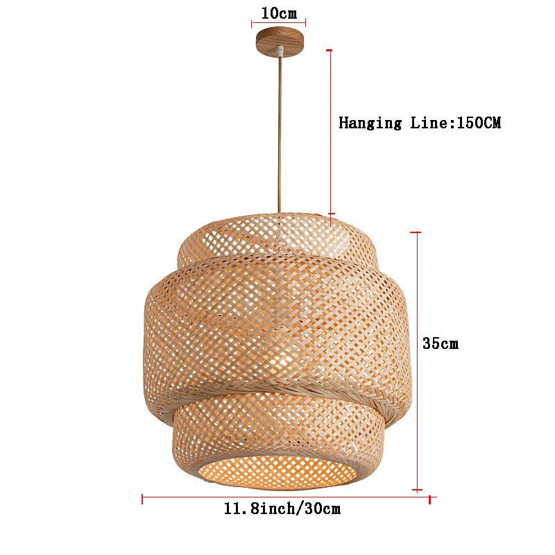 Hand-Knitted Bamboo Pendant Lamp