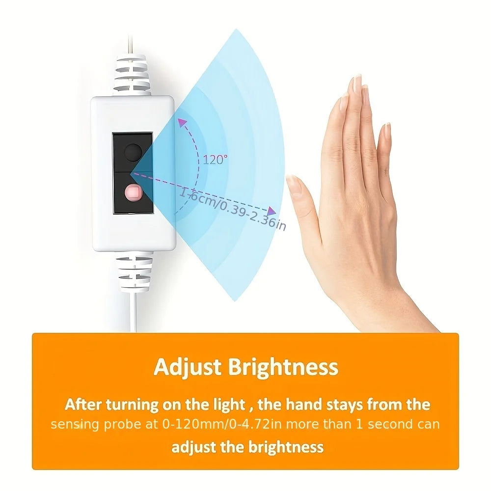 1M USB LED Strip Light – Gesture Sensor Night Lamp, Dimmable 60 LEDs