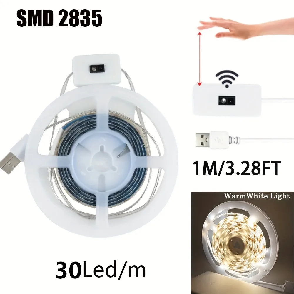 1M USB LED Strip Light – Gesture Sensor Night Lamp, Dimmable 60 LEDs
