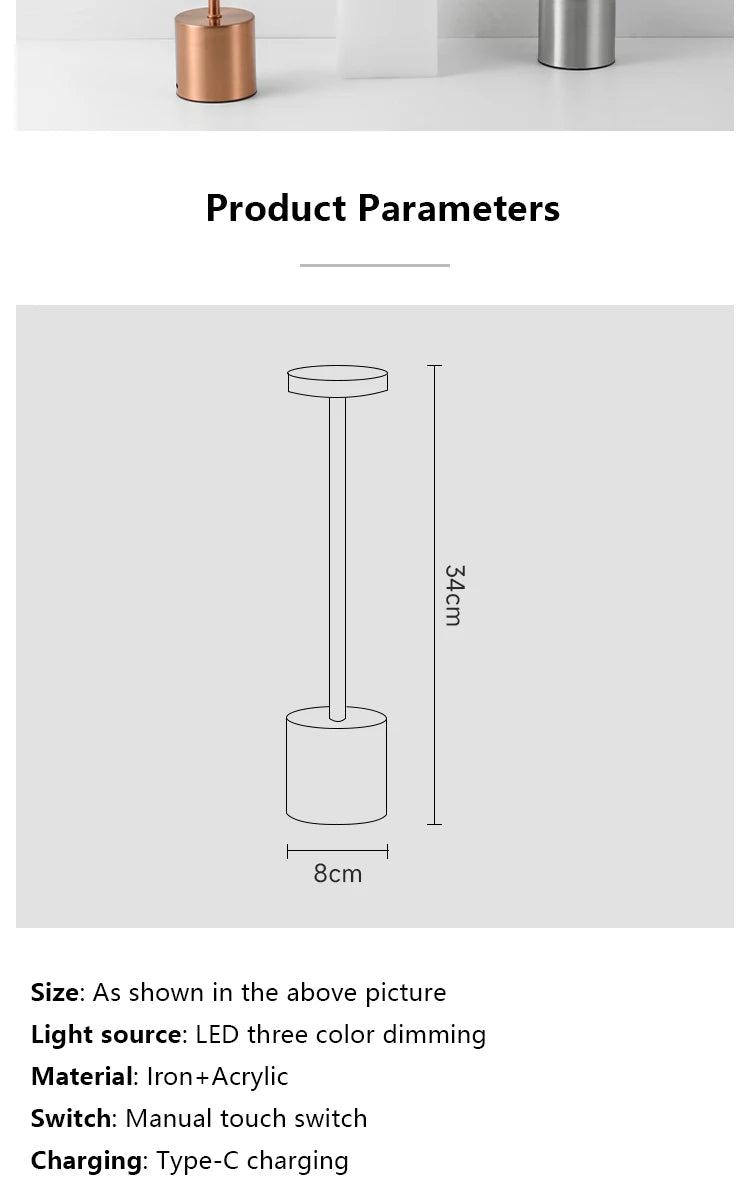 USB Rechargeable LED Table Lamp – 3-Color Touch Control
