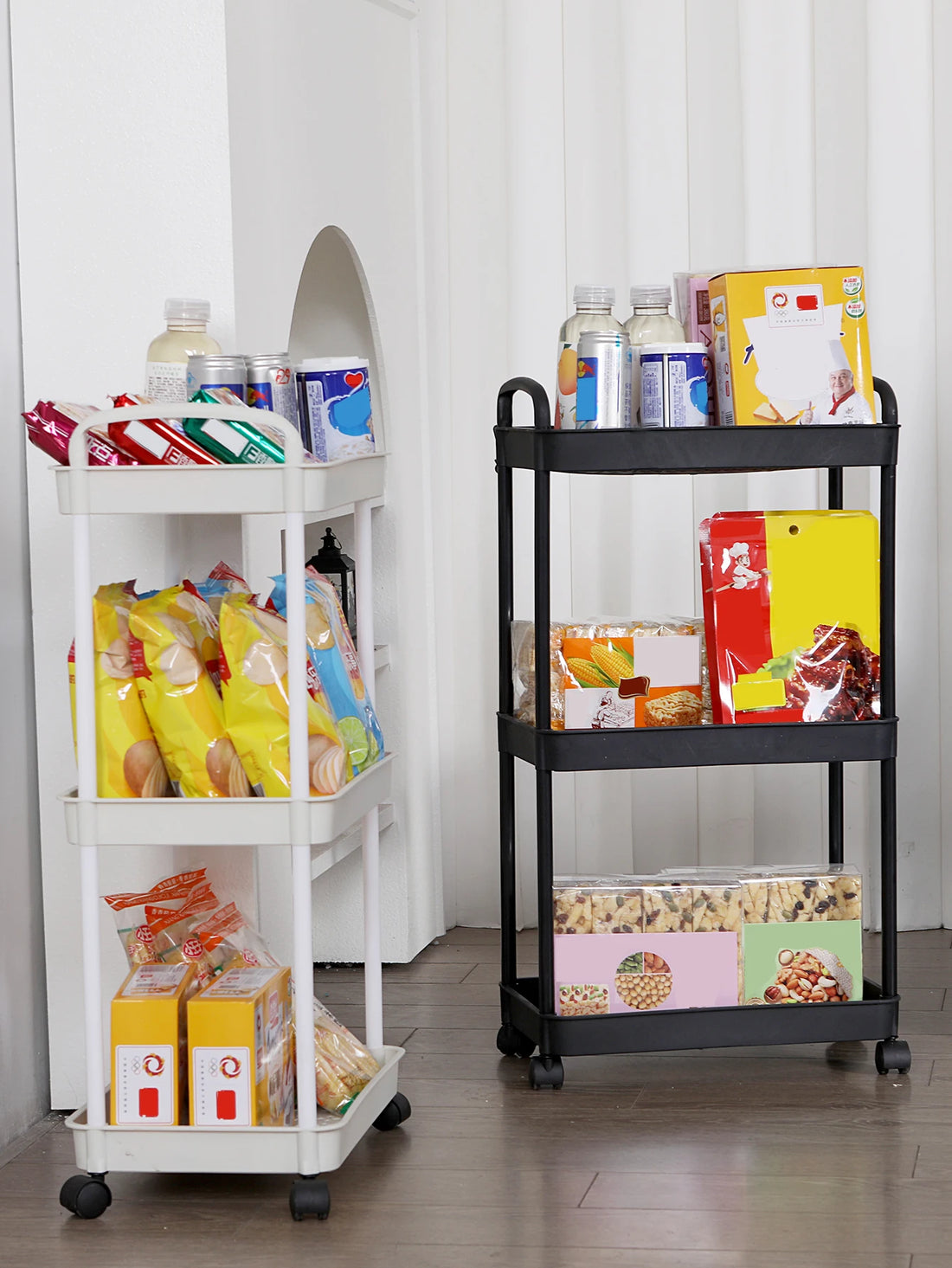Plastic Rolling Utility Cart – Movable Storage Trolley with Wheels