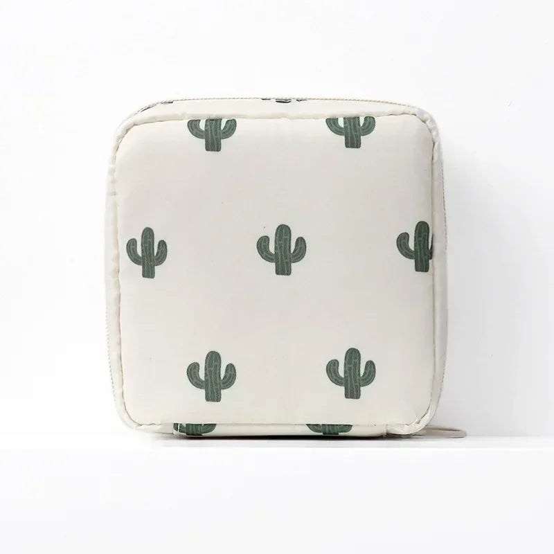 Heart Print Sanitary Napkin Pouch
