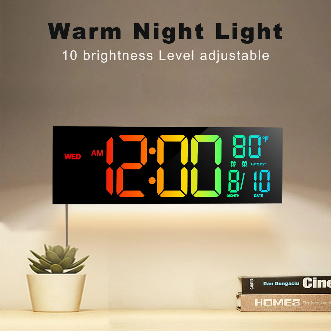 16" LED Digital Wall Clock – Large RGB Display with Remote