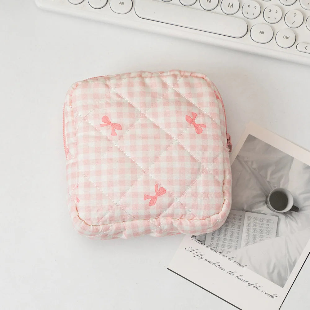 Heart Print Sanitary Napkin Pouch