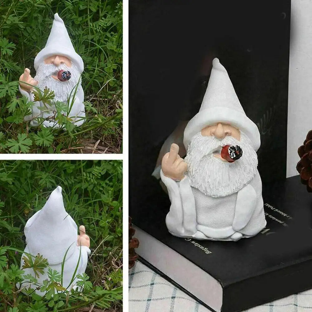 Smoking White Beard Resin Gnome