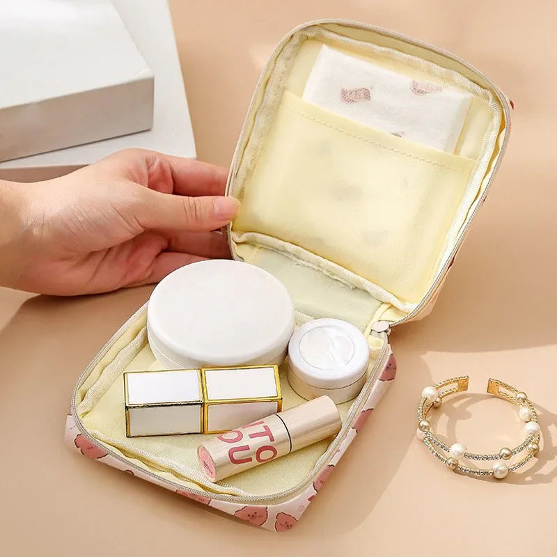 Heart Print Sanitary Napkin Pouch