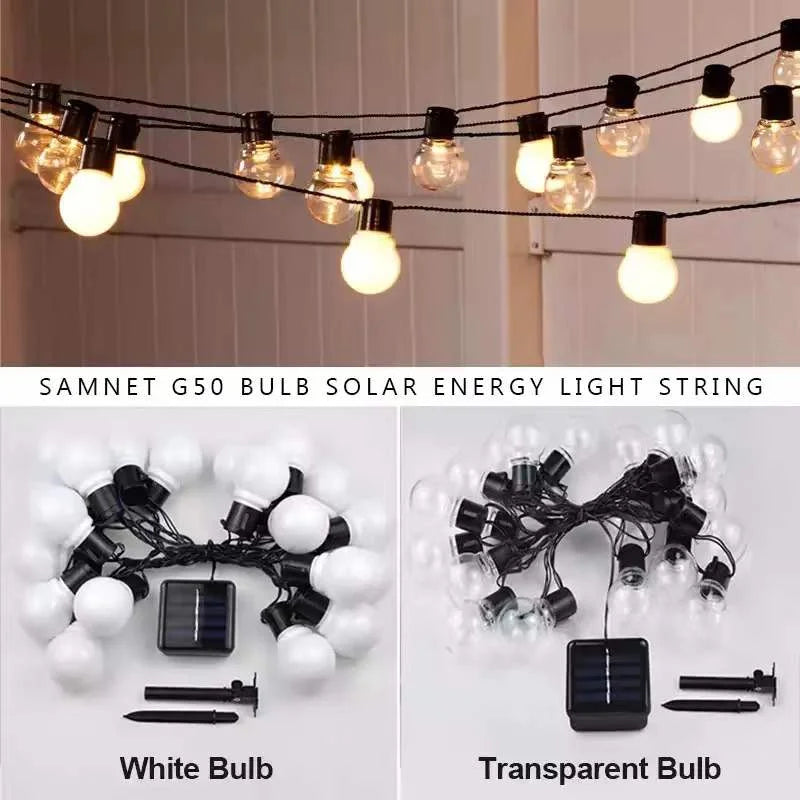 G50 LED Bulb String Lights – Solar Ambient Fairy Lights