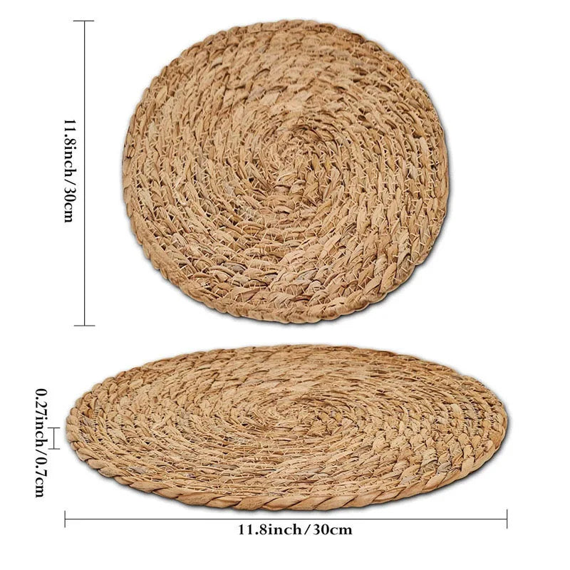 Handwoven Rattan Placemats – Round Heat-Resistant Table Mats