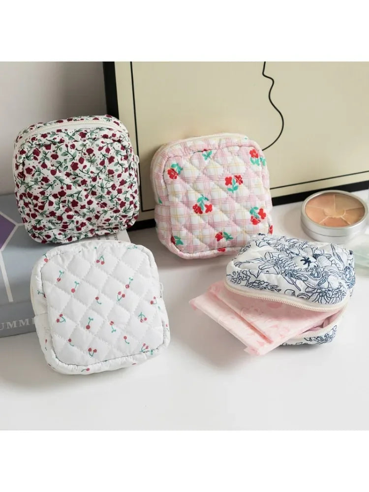 Heart Print Sanitary Napkin Pouch