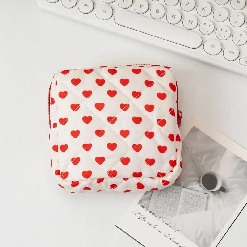 Heart Print Sanitary Napkin Pouch