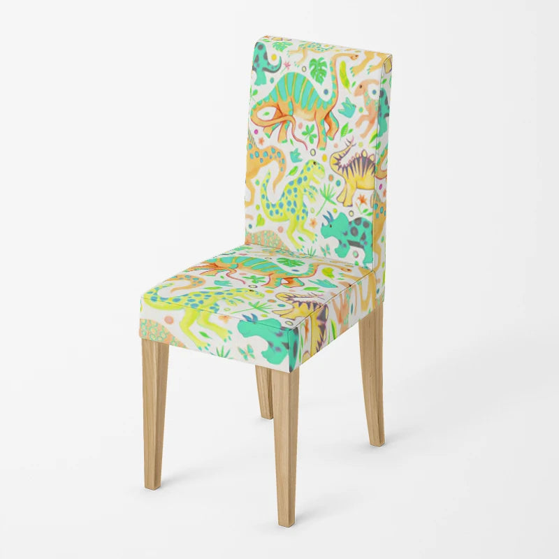 Stretch Dining Chair Covers – Elastic Fabric with Retro Floral Design
