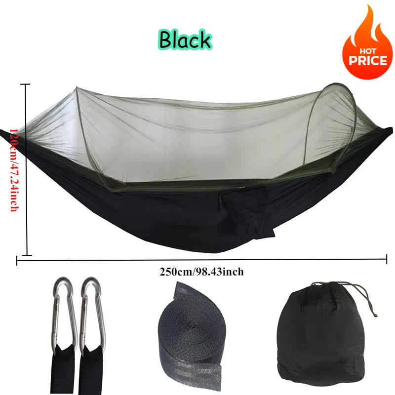 Outdoor Camping Hammock with Mosquito Net – Lightweight Parachute Fabric