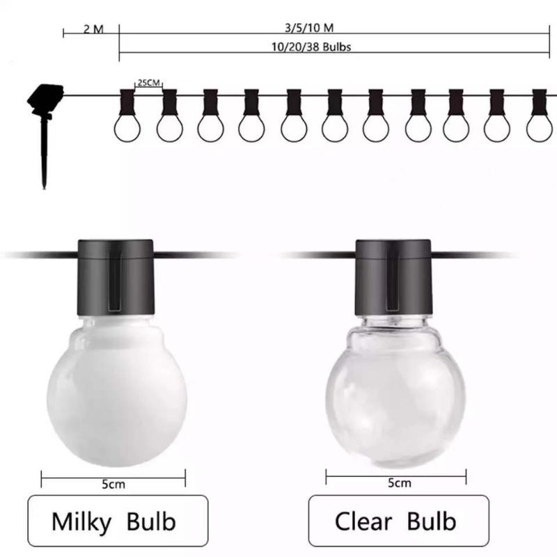 G50 LED Bulb String Lights – Solar Ambient Fairy Lights