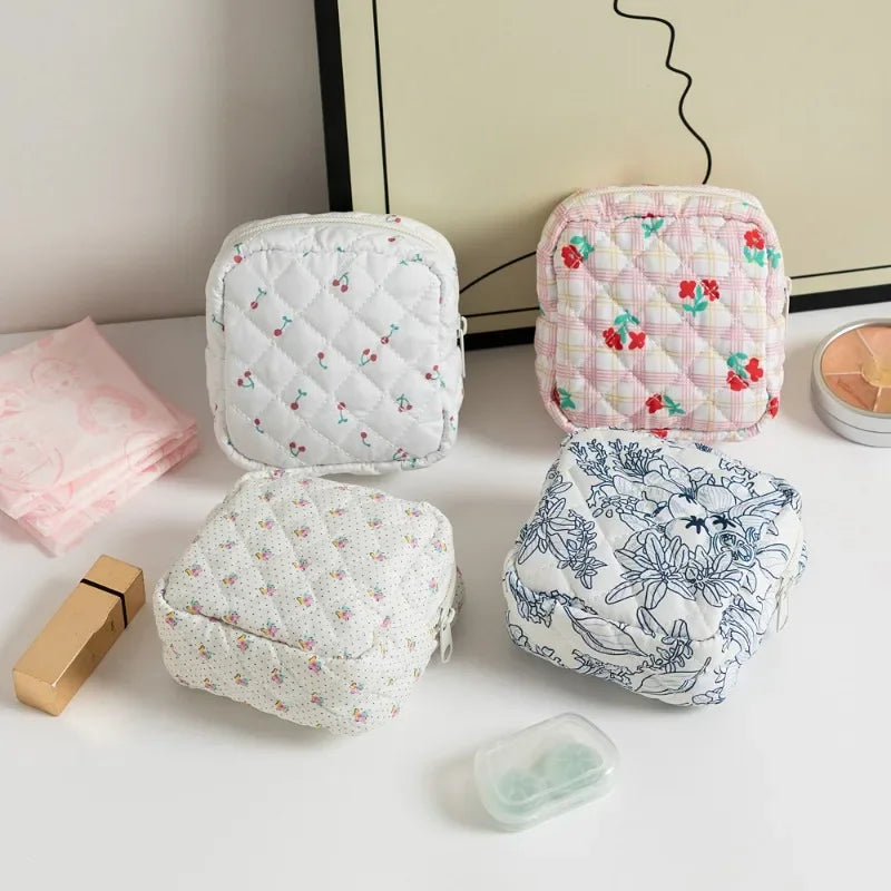 Heart Print Sanitary Napkin Pouch