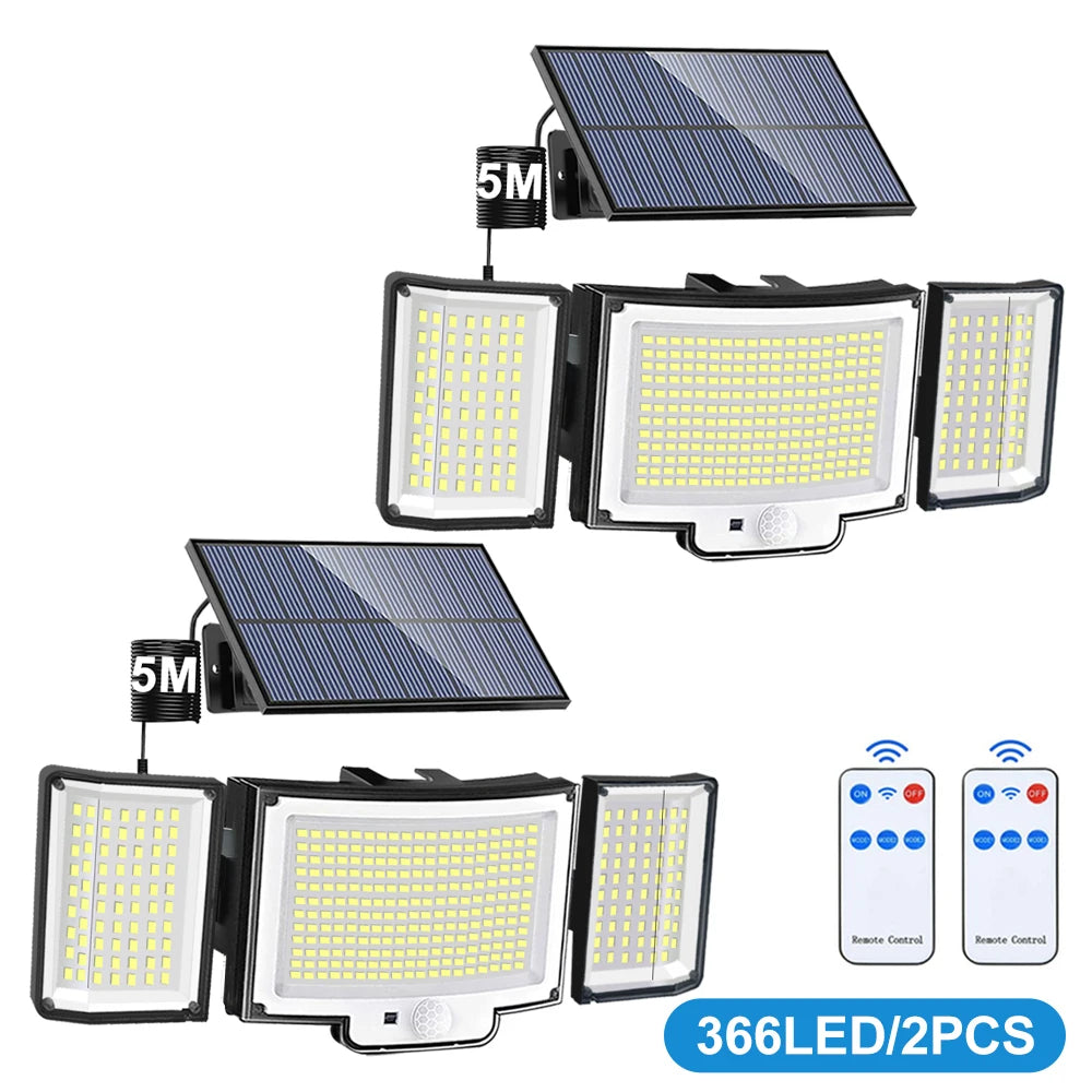 366LED Solar Security Light – Outdoor Motion Sensor, IP65 Waterproof