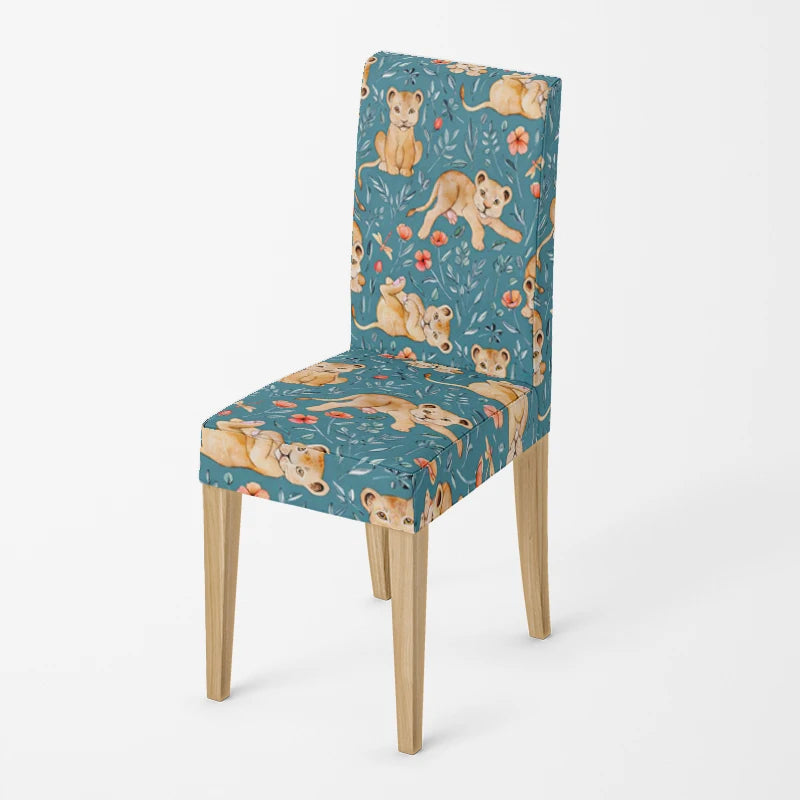 Stretch Dining Chair Covers – Elastic Fabric with Retro Floral Design