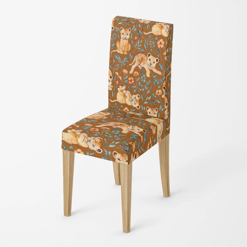 Stretch Dining Chair Covers – Elastic Fabric with Retro Floral Design