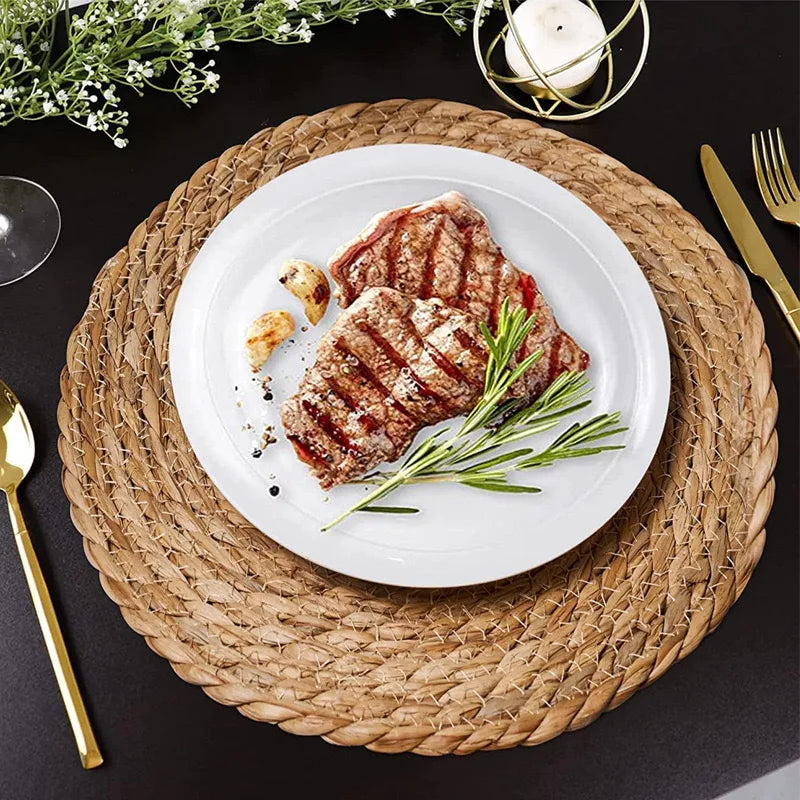 Handwoven Rattan Placemats – Round Heat-Resistant Table Mats