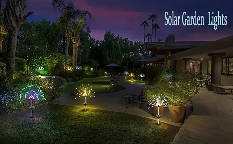 Solar Fireworks Lights – 200 LEDs, 8 Modes, Remote Control, Waterproof