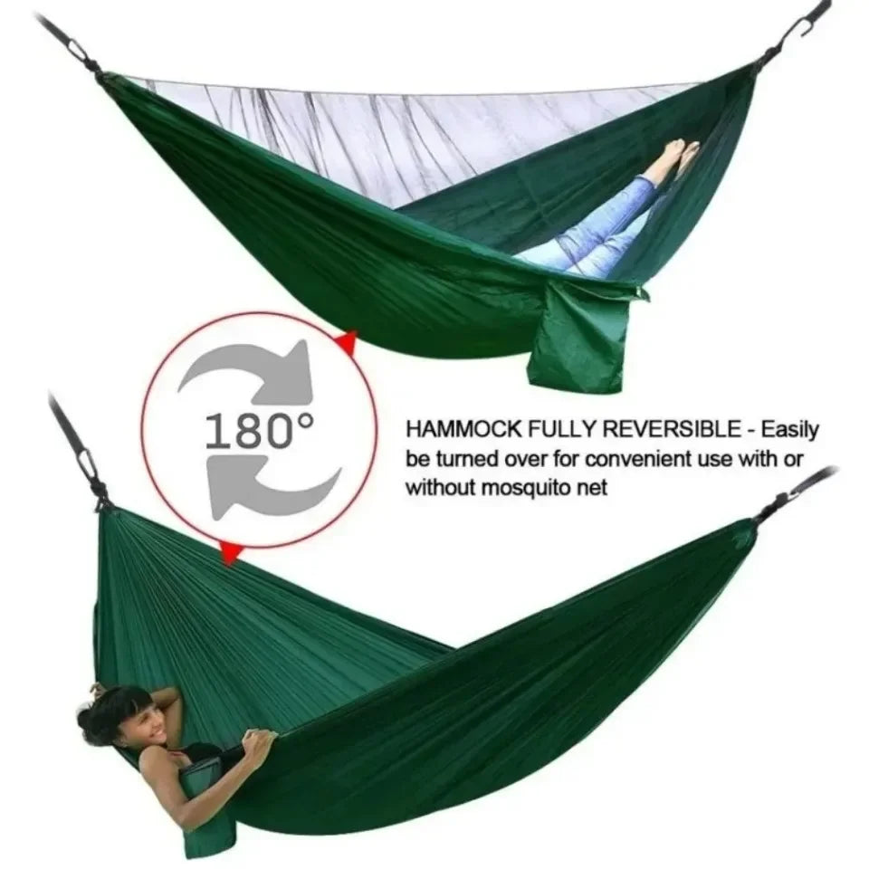 Outdoor Camping Hammock with Mosquito Net – Lightweight Parachute Fabric