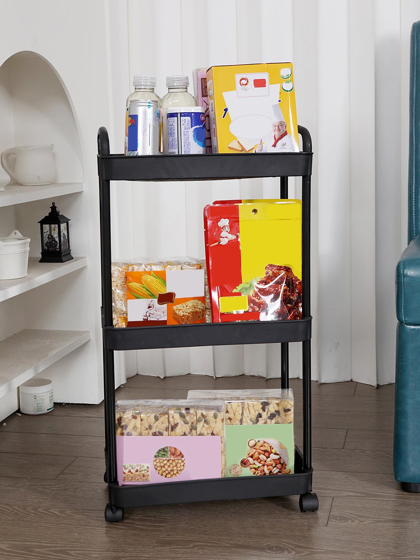 Plastic Rolling Utility Cart – Movable Storage Trolley with Wheels