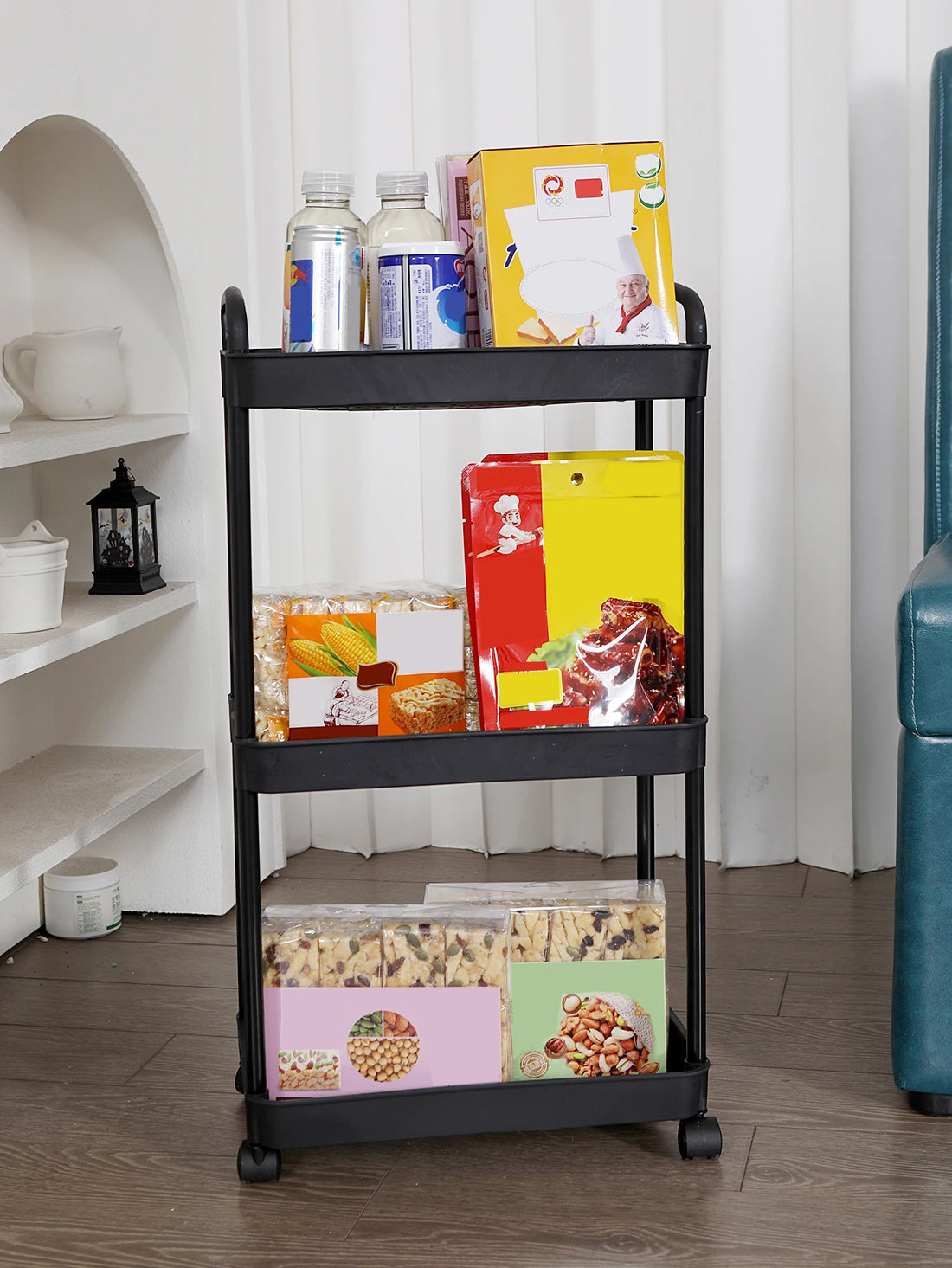 Plastic Rolling Utility Cart – Movable Storage Trolley with Wheels