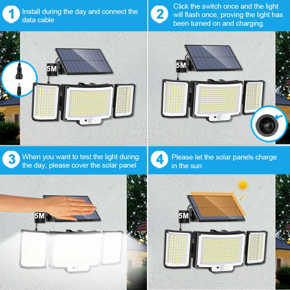 366LED Solar Security Light – Outdoor Motion Sensor, IP65 Waterproof