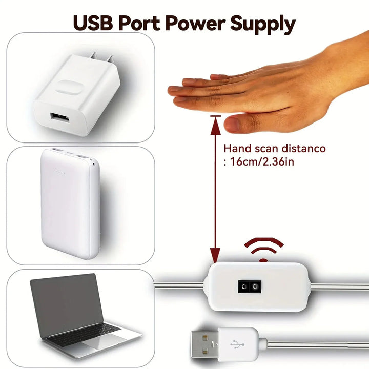 1M USB LED Strip Light – Gesture Sensor Night Lamp, Dimmable 60 LEDs
