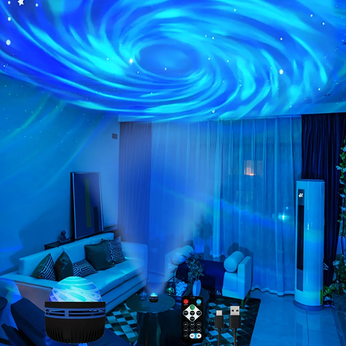 Starry Sky Galaxy Projector Lamp – LED Night Light with Remote