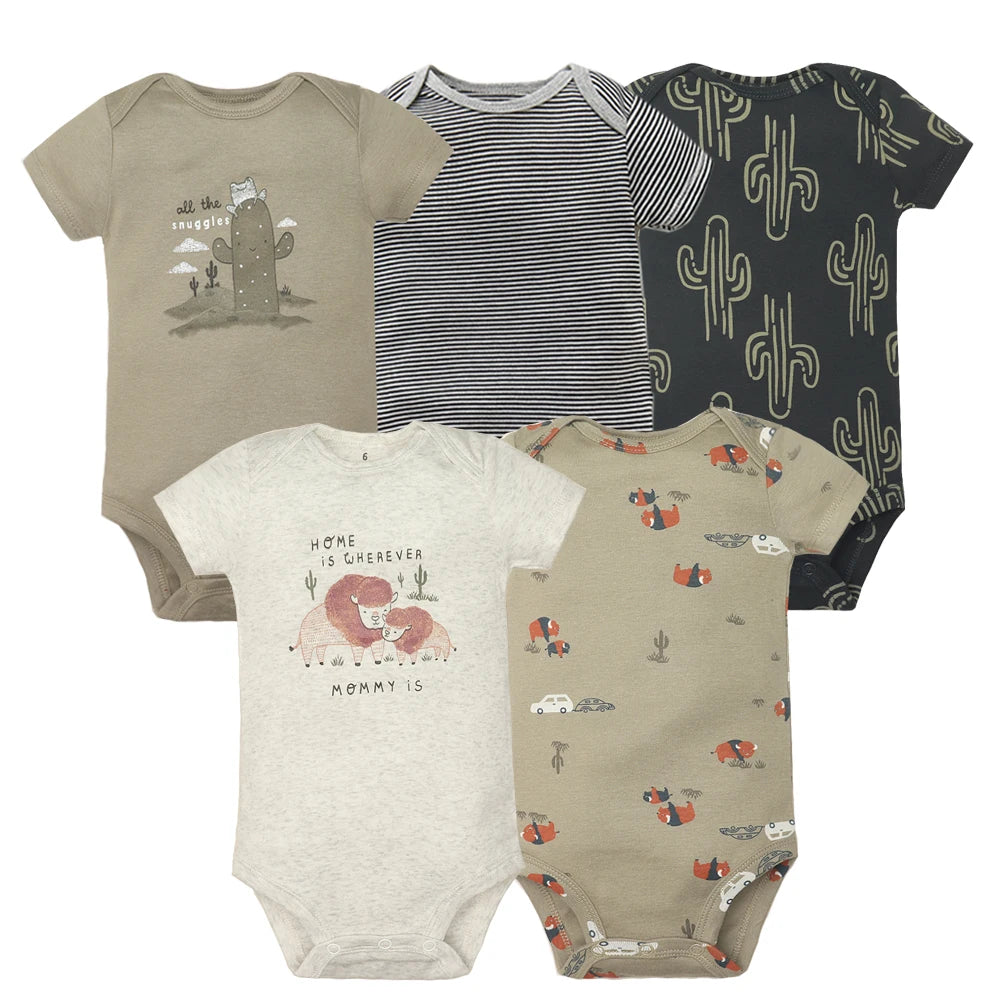 5PCS Baby Cotton Bodysuits